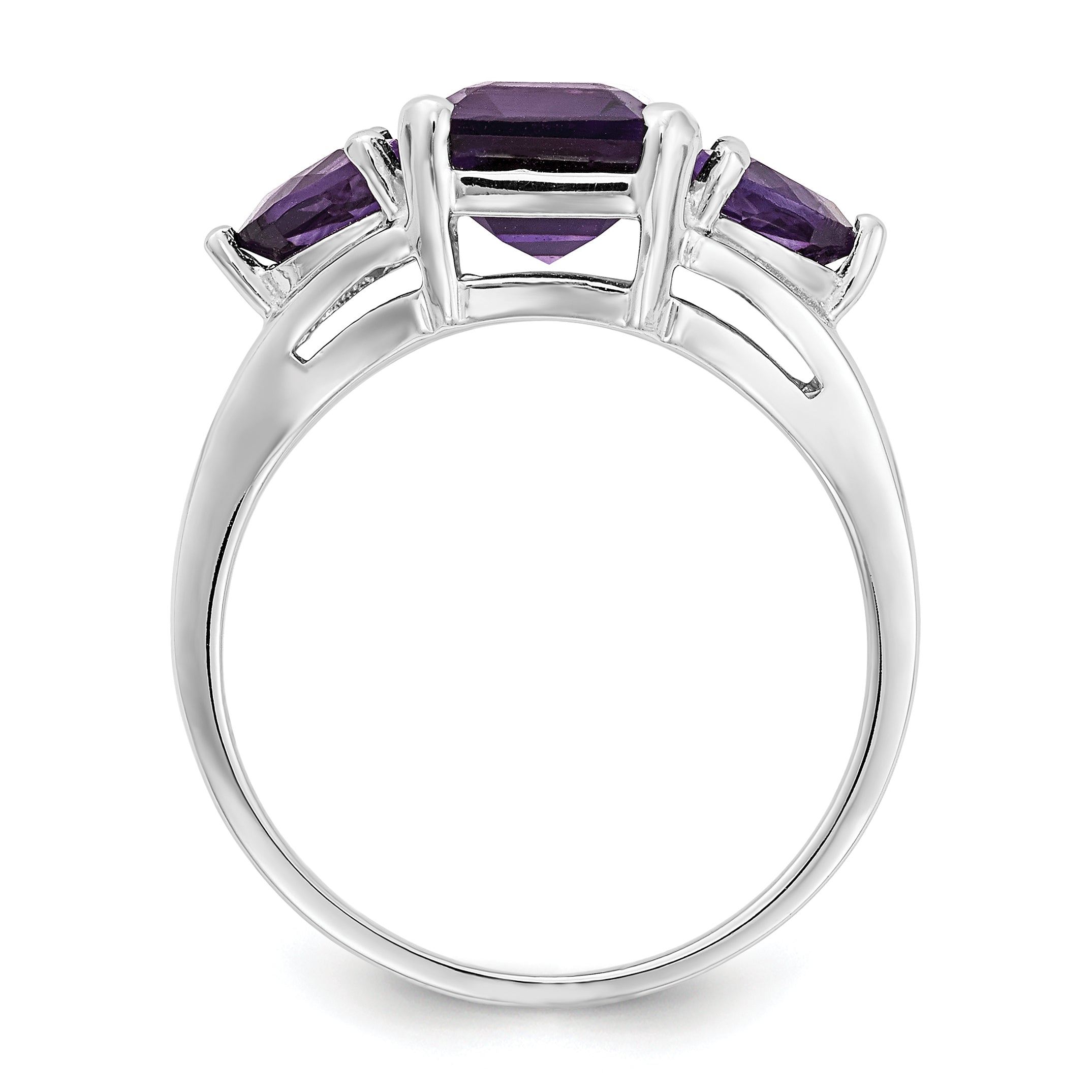 14k White Gold Amethyst 3-Stone Ring Secondary image