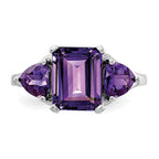 14k White Gold Amethyst 3-Stone Ring