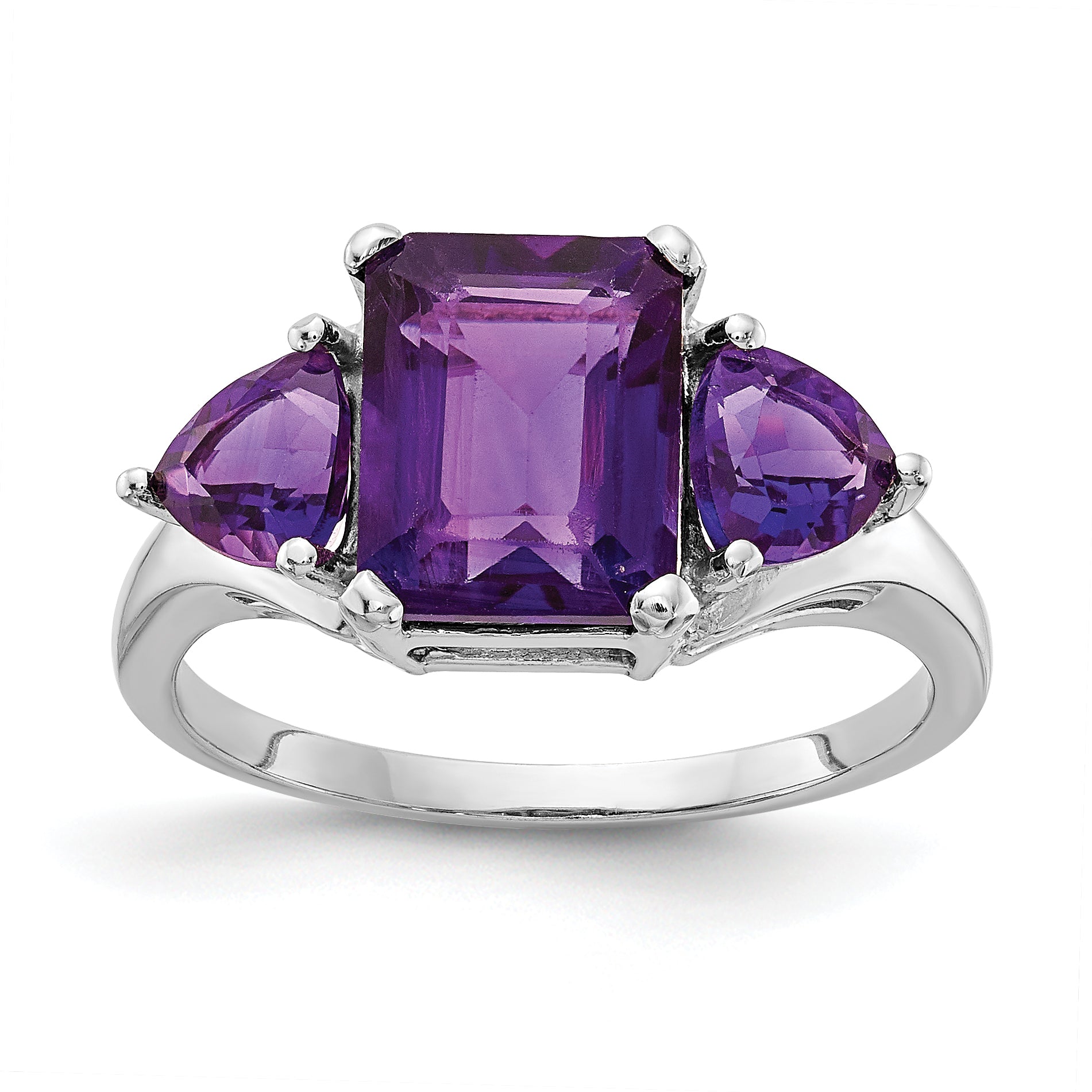 14k White Gold Amethyst 3-Stone Ring Main image