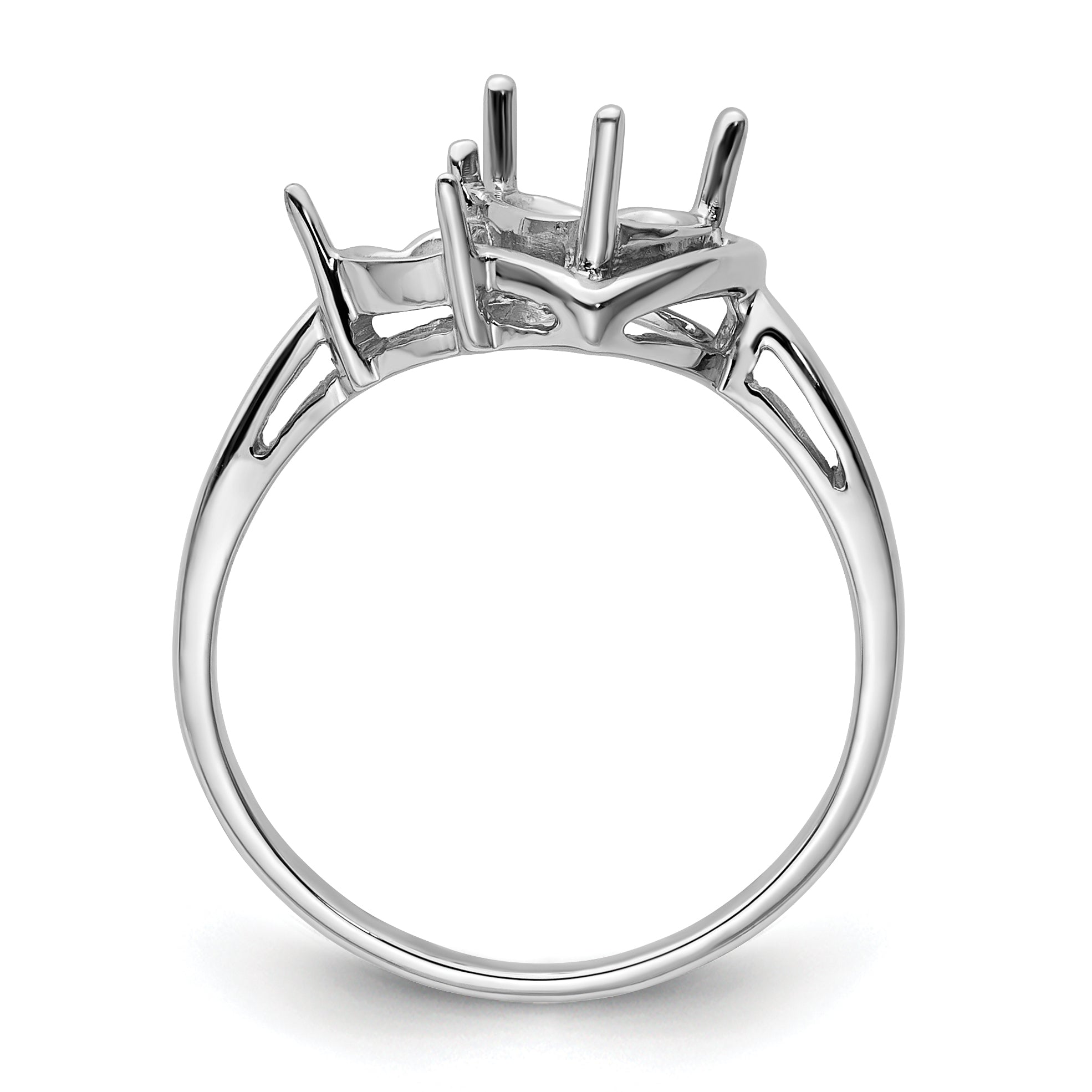 14k White Gold 6mm Heart/4mm Heart Gemstone Ring Mounting (No Stone Included)