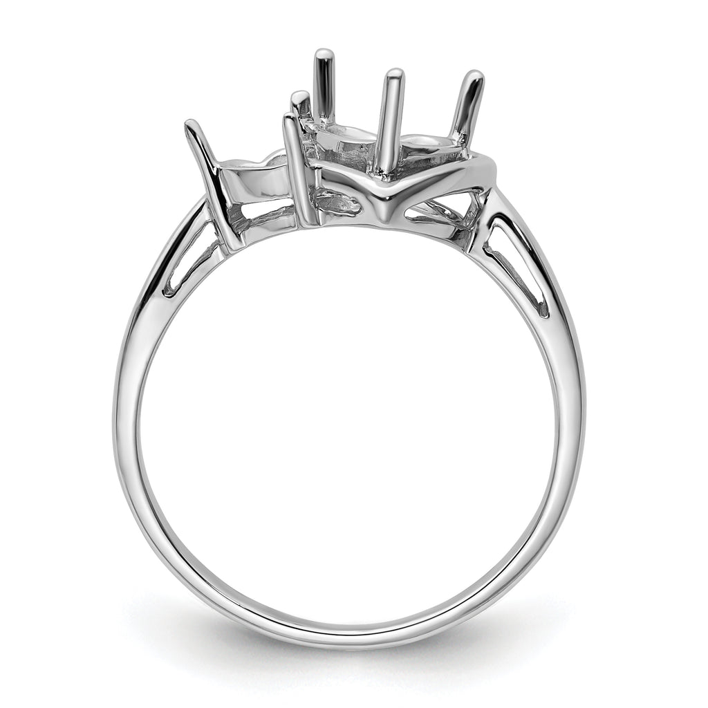 14k White Gold 6mm Heart/4mm Heart Gemstone Ring Mounting (No Stone Included)