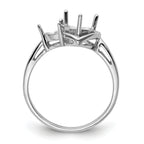 14k White Gold 6mm Heart/4mm Heart Gemstone Ring Mounting (No Stone Included)