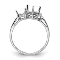 14k White Gold 6mm Heart/4mm Heart Gemstone Ring Mounting (No Stone Included)