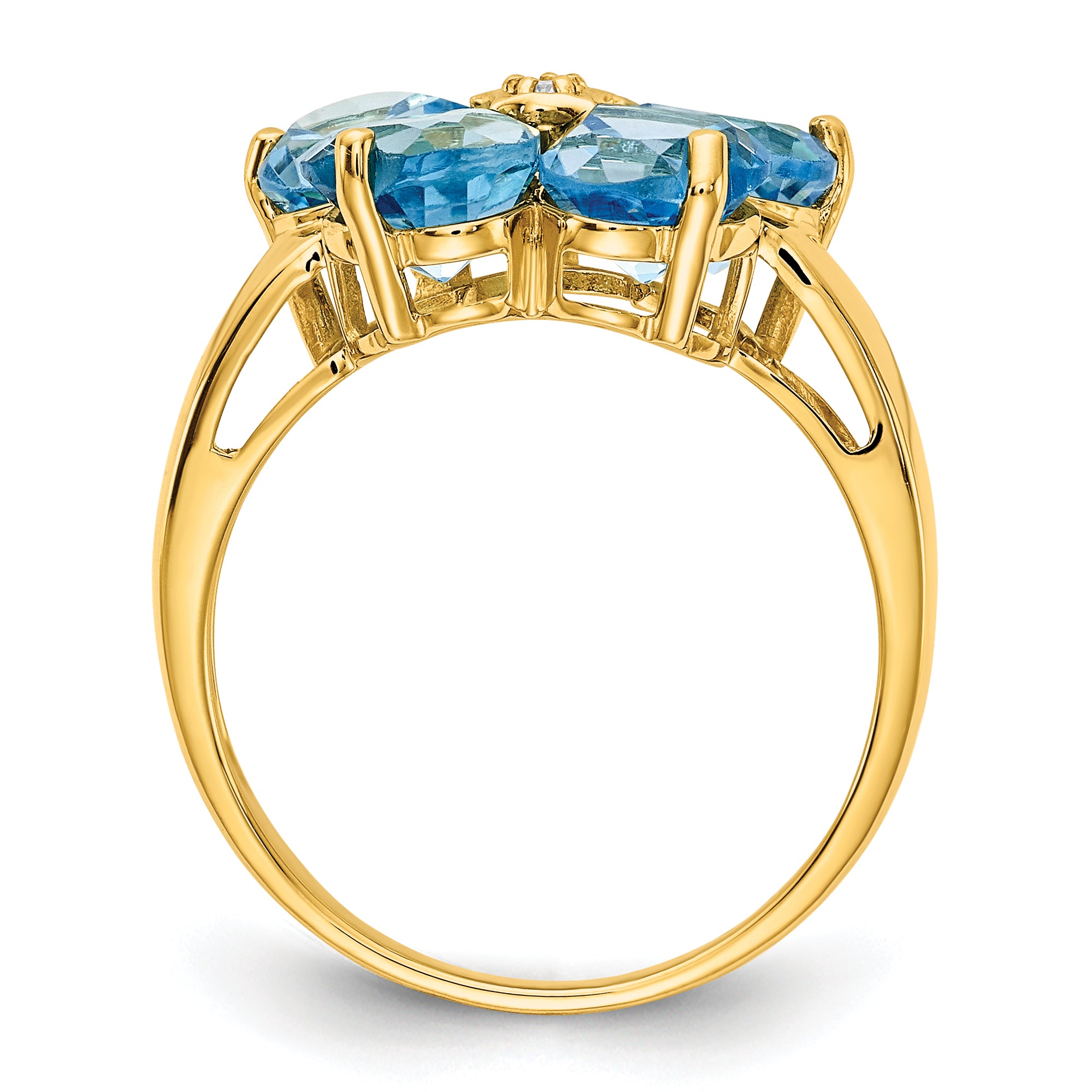 14k 6mm Heart Blue Topaz AA Diamond ring Secondary image