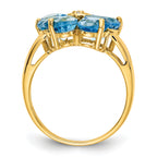 14k 6mm Heart Blue Topaz AA Diamond ring