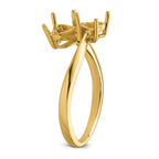 14k Two 5mm Heart Gemstone Ring Mounting (No Stone Included)