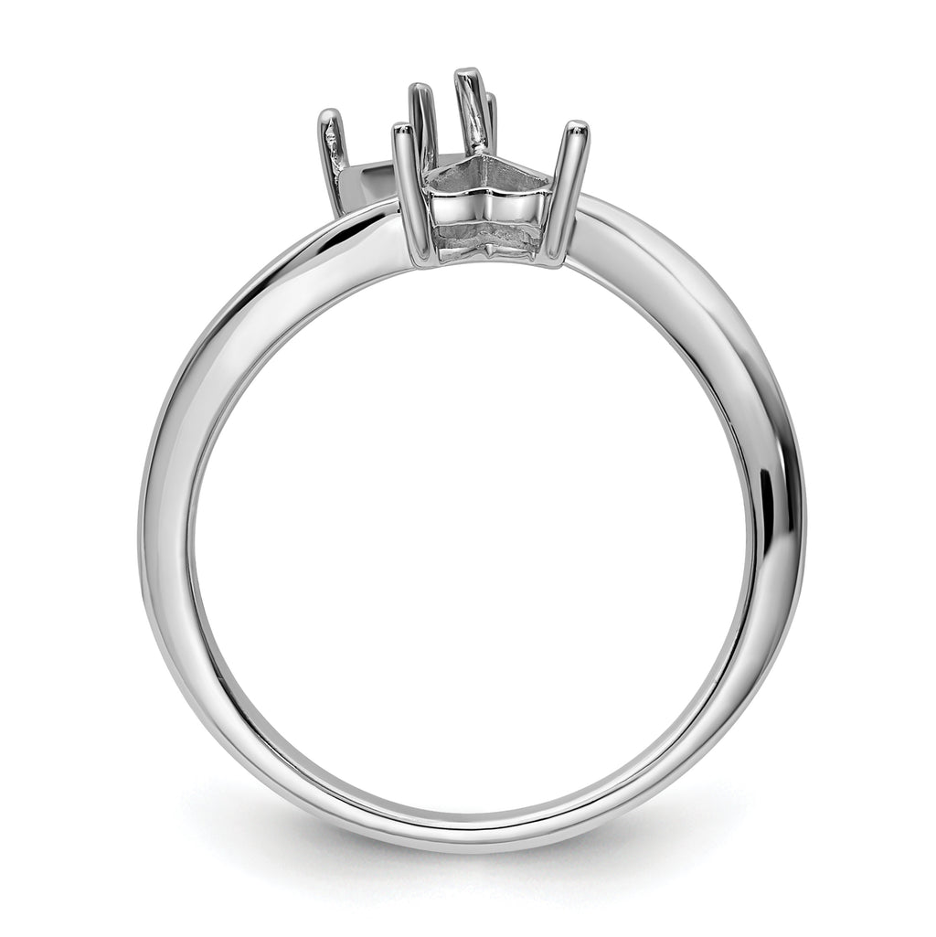 14k White Gold Two 5mm Heart Gemstone Ring Mounting (No Stone Included)