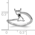 14k White Gold Two 5mm Heart Gemstone Ring Mounting (No Stone Included)