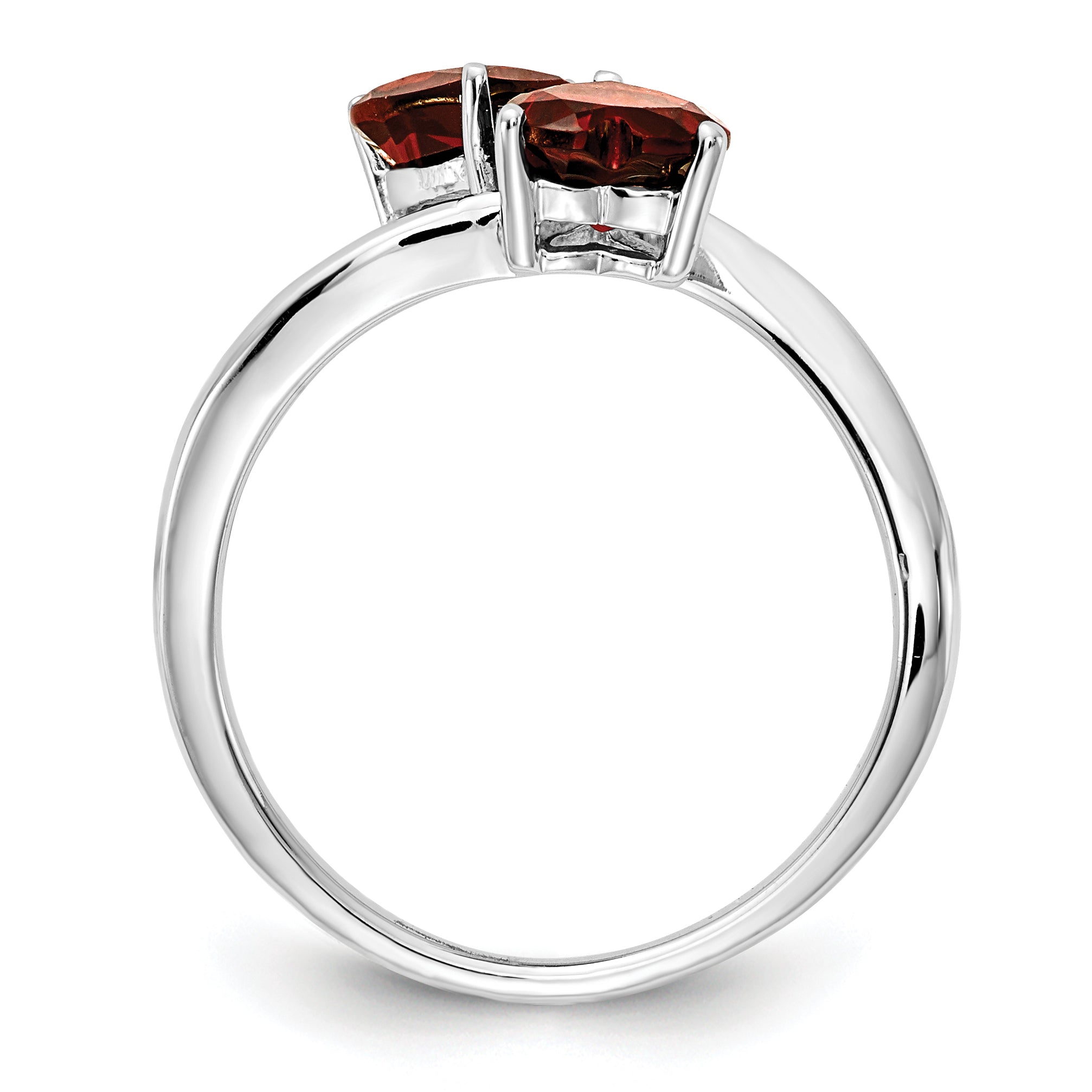 14k White Gold 5mm Heart Garnet ring Secondary image