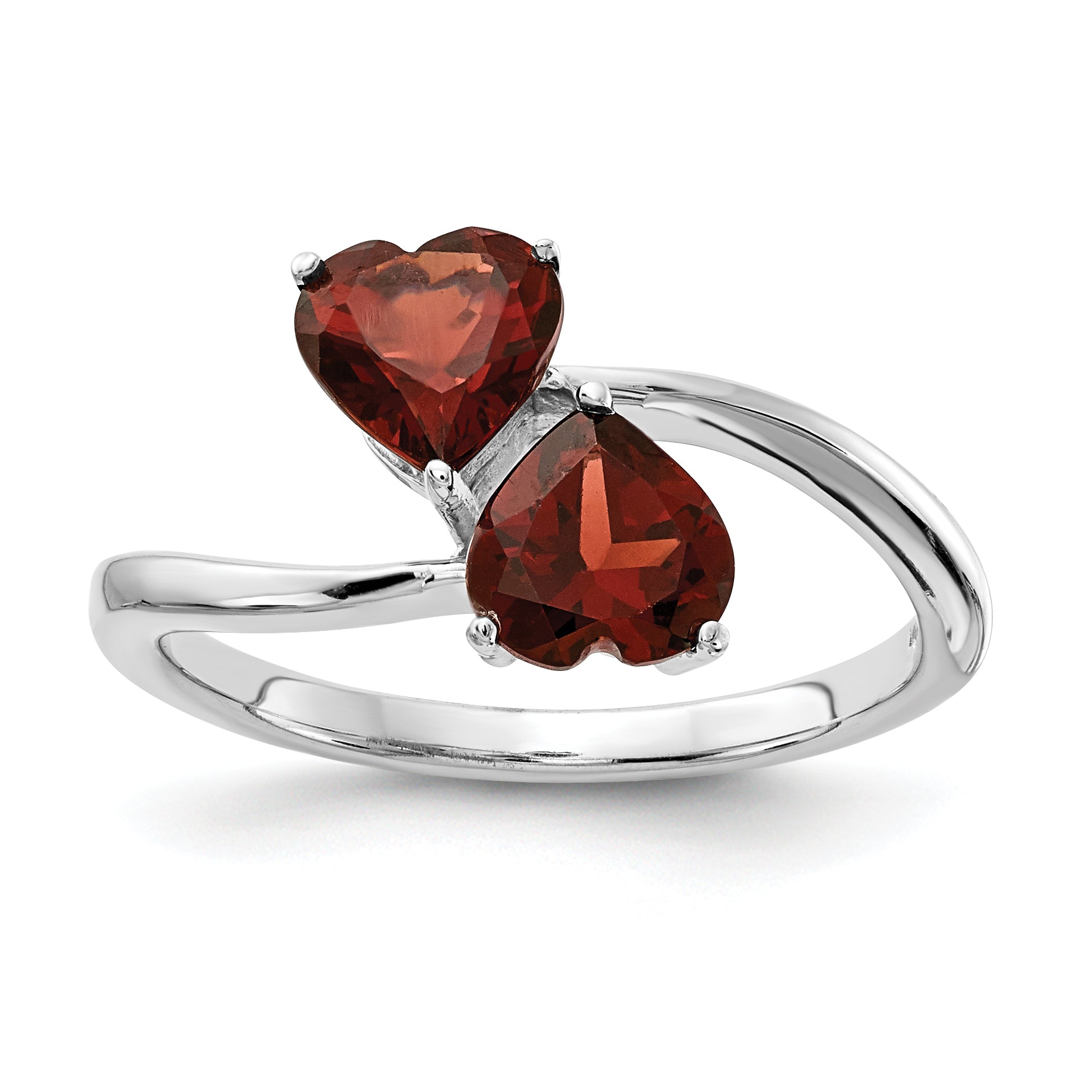 14k White Gold 5mm Heart Garnet ring Main image