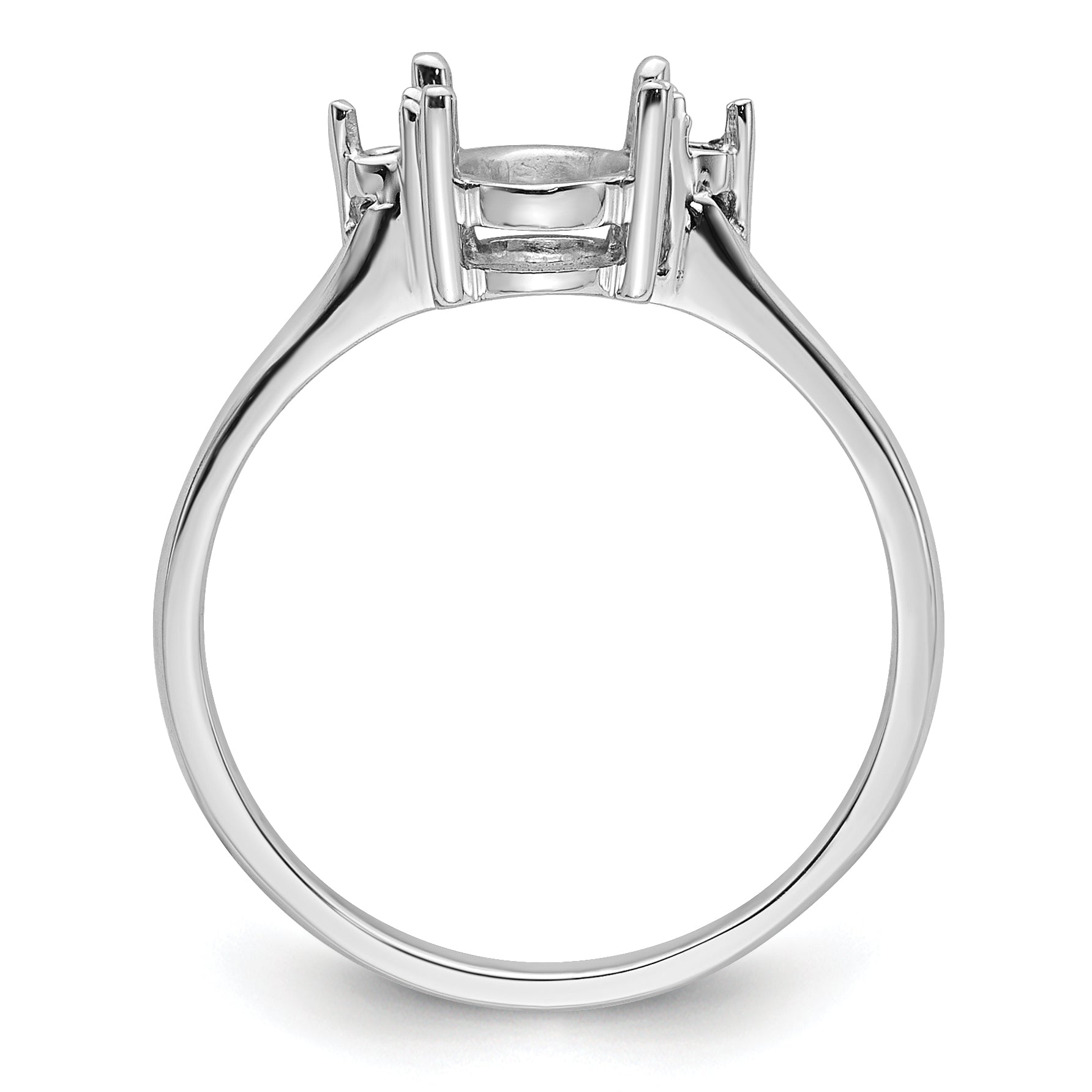 14k White Gold Diamond/8x6mm Oval Gemstone Ring Mounting (No Stone Included)