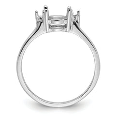 14k White Gold Diamond/8x6mm Oval Gemstone Ring Mounting (No Stone Included)