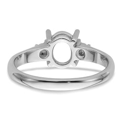 14k White Gold Diamond/8x6mm Oval Gemstone Ring Mounting (No Stone Included)