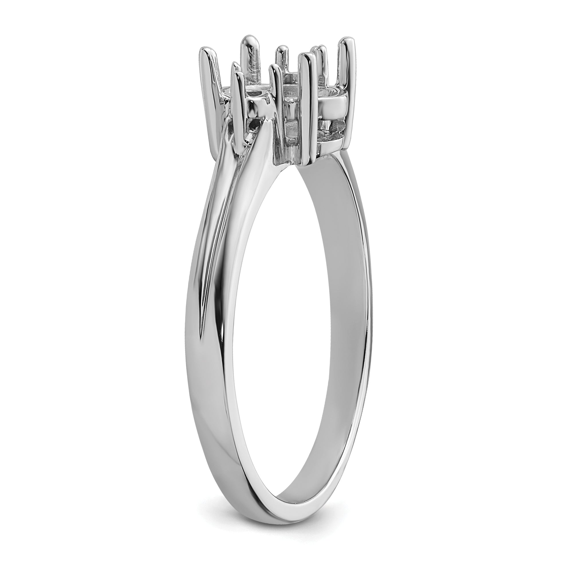 14k White Gold Diamond/8x6mm Oval Gemstone Ring Mounting (No Stone Included)