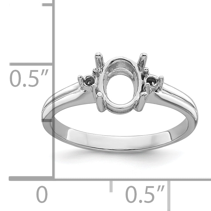 14k White Gold Diamond/8x6mm Oval Gemstone Ring Mounting (No Stone Included)