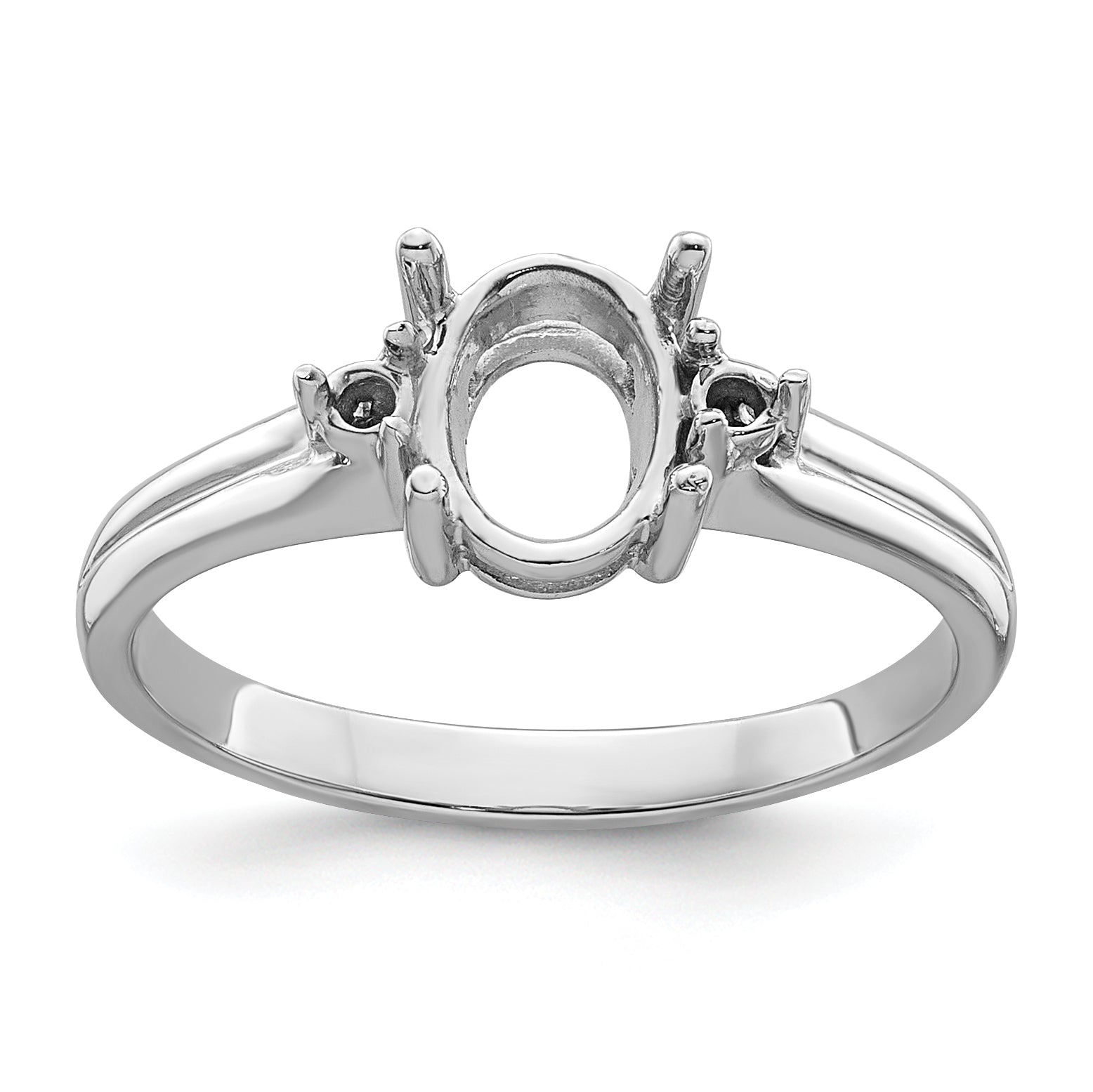 14k White Gold Diamond/8x6mm Oval Gemstone Ring Mounting Main image