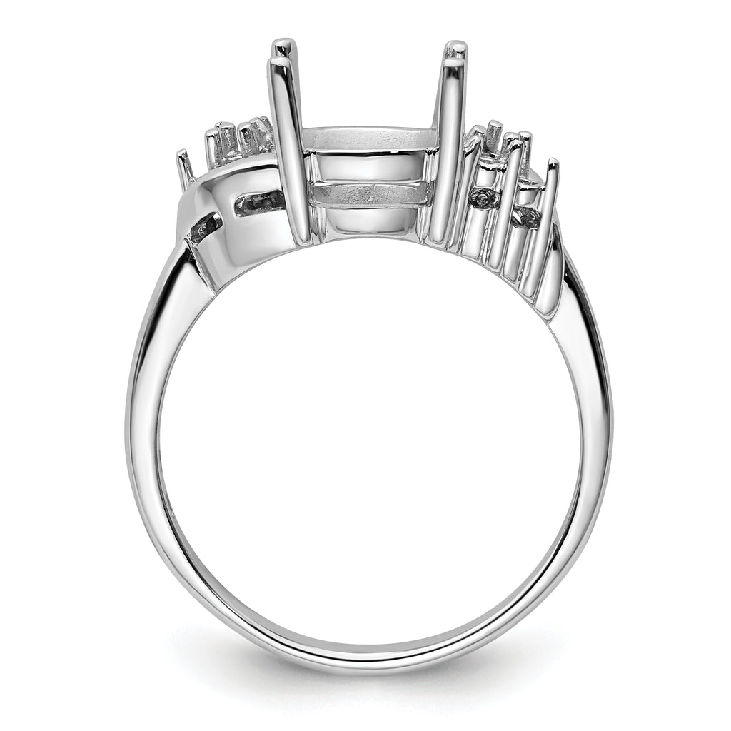 14k White Gold Diamond / 10x8mm Oval Gemstone Ring Mounting (No Stone Included)