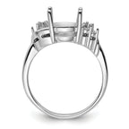 14k White Gold Diamond / 10x8mm Oval Gemstone Ring Mounting (No Stone Included)