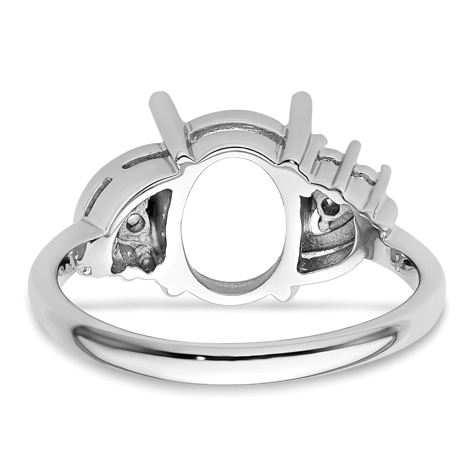 14k White Gold Diamond / 10x8mm Oval Gemstone Ring Mounting (No Stone Included)
