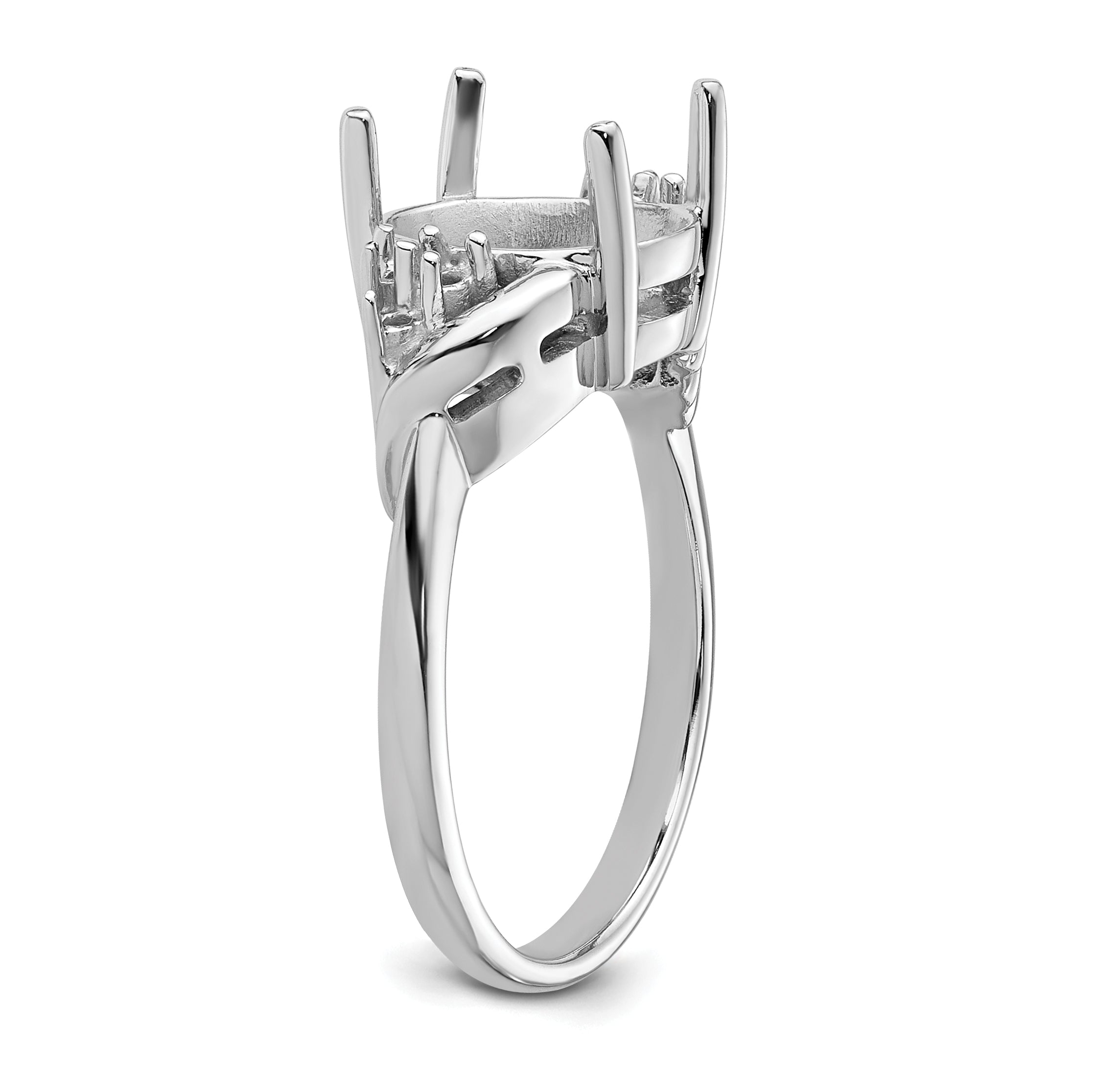 14k White Gold Diamond / 10x8mm Oval Gemstone Ring Mounting (No Stone Included)