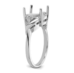 14k White Gold Diamond / 10x8mm Oval Gemstone Ring Mounting (No Stone Included)