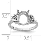 14k White Gold Diamond / 10x8mm Oval Gemstone Ring Mounting (No Stone Included)