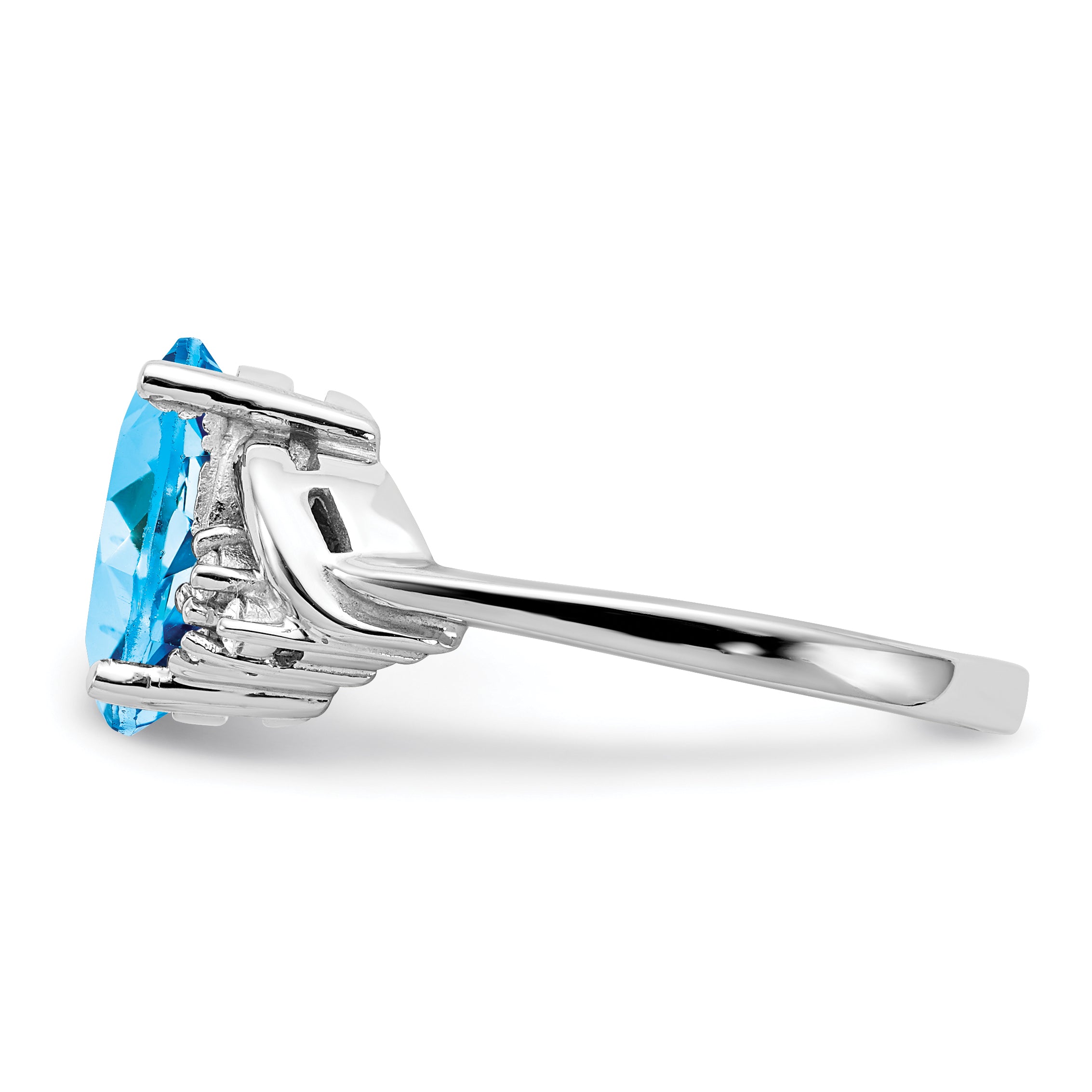 14k White Gold 10x8mm Oval Blue Topaz AA Diamond ring Secondary image
