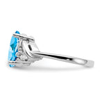 14k White Gold 10x8mm Oval Blue Topaz AA Diamond ring