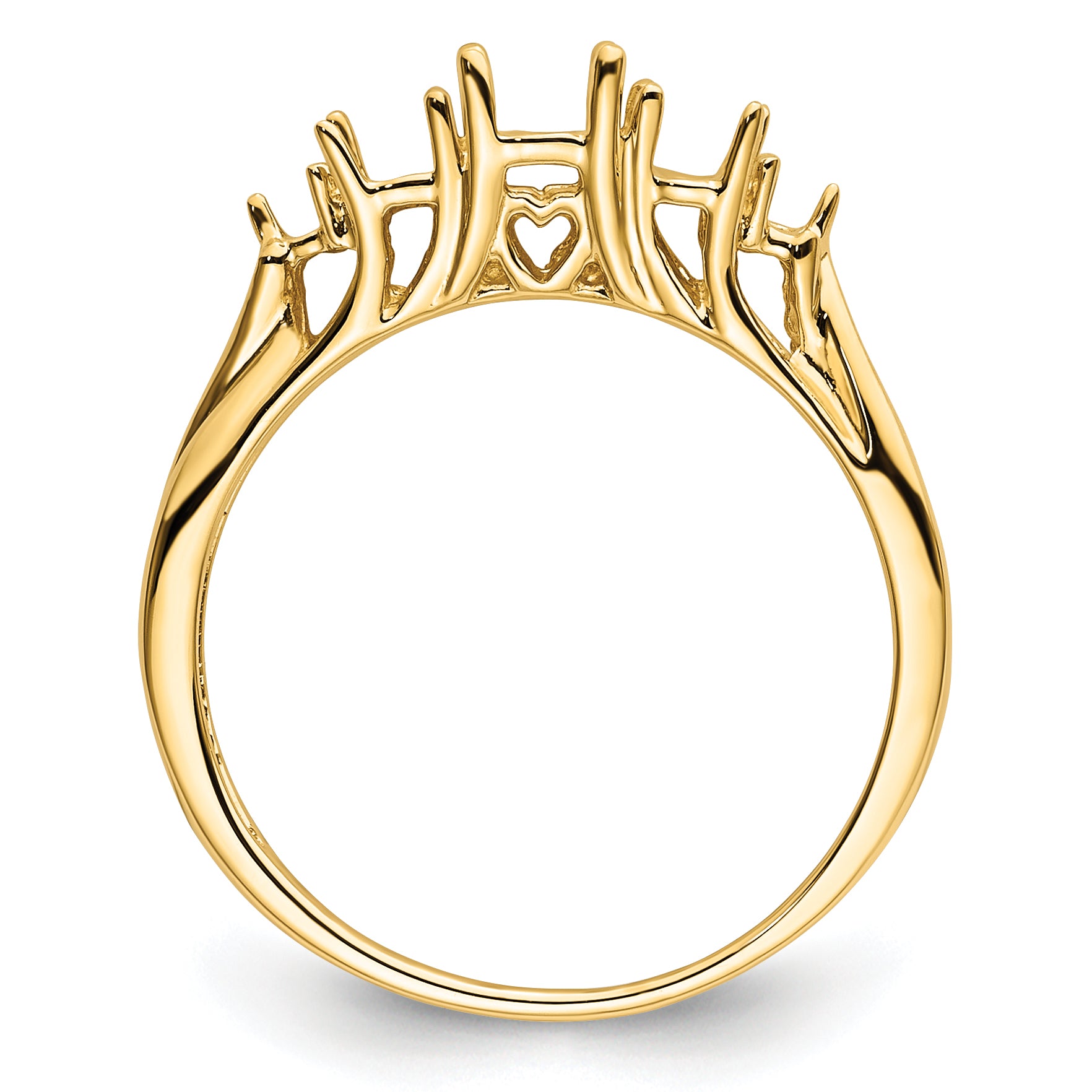 14k Diamond/3-Stone 6x4 and 5x3 Oval Gemstone Ring Mounting (No Stone Included)