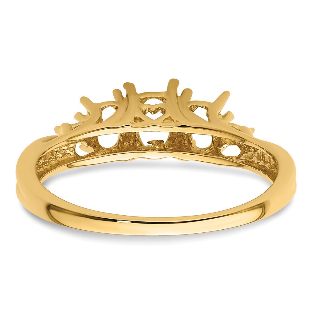 14k Diamond/3-Stone 6x4 and 5x3 Oval Gemstone Ring Mounting (No Stone Included)