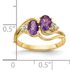 14k 6x4mm Oval Amethyst AA Diamond ring