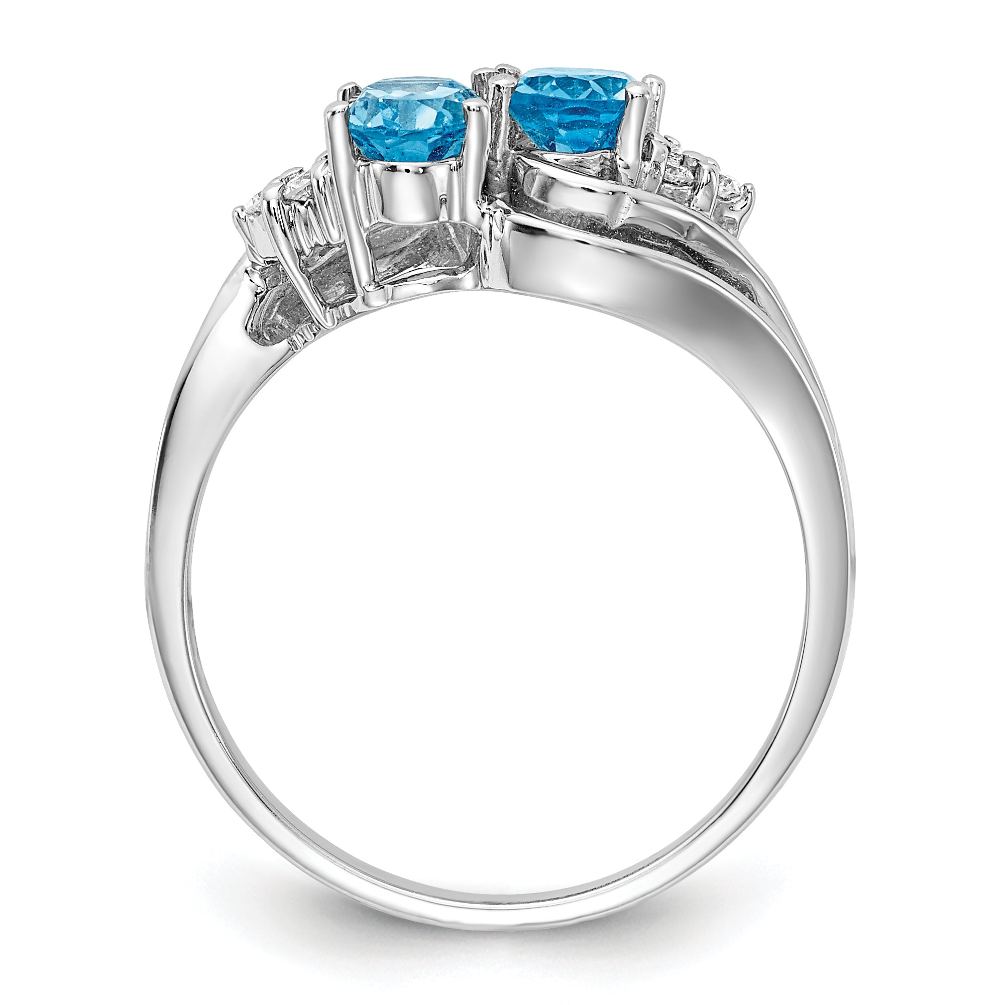 14k White Gold 6x4mm Oval Blue Topaz AA Diamond ring Secondary image