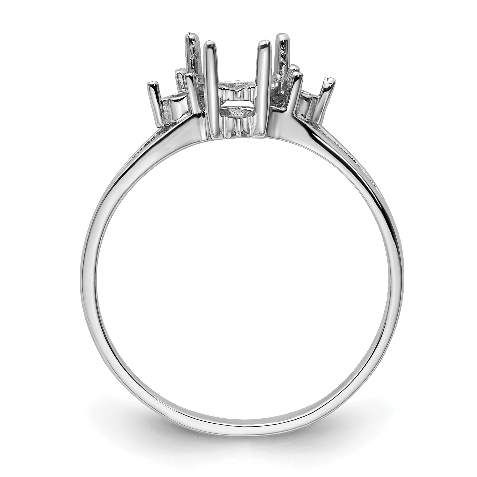 14k White Gold Diamond and 7x5 Pear Gemstone Ring Mounting (No Stone Included)