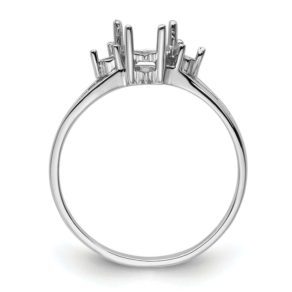 14k White Gold Diamond and 7x5 Pear Gemstone Ring Mounting (No Stone Included)