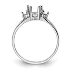 14k White Gold Diamond and 7x5 Pear Gemstone Ring Mounting (No Stone Included)