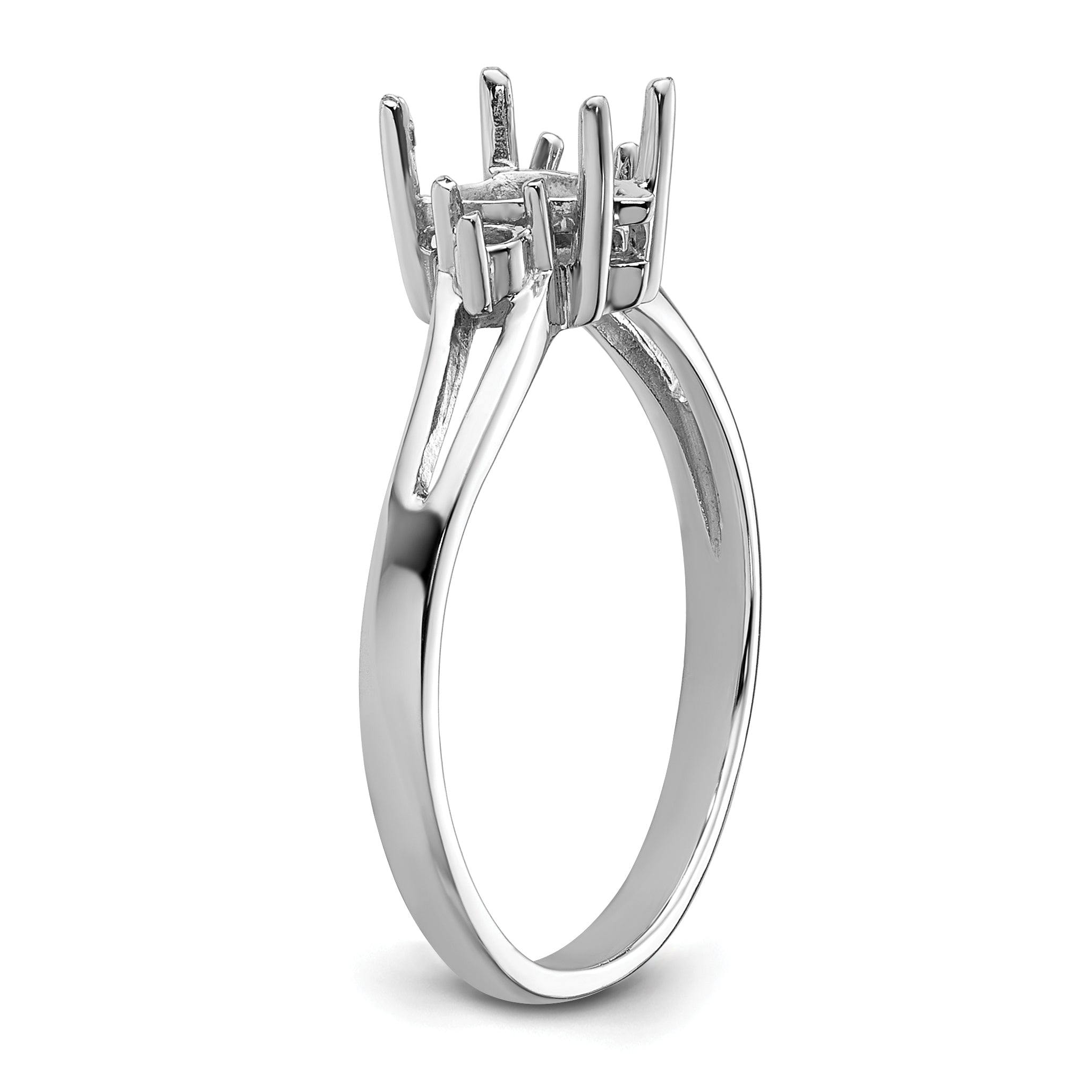 14k White Gold Diamond and 7x5 Pear Gemstone Ring Mounting (No Stone Included)