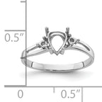 14k White Gold Diamond and 7x5 Pear Gemstone Ring Mounting (No Stone Included)