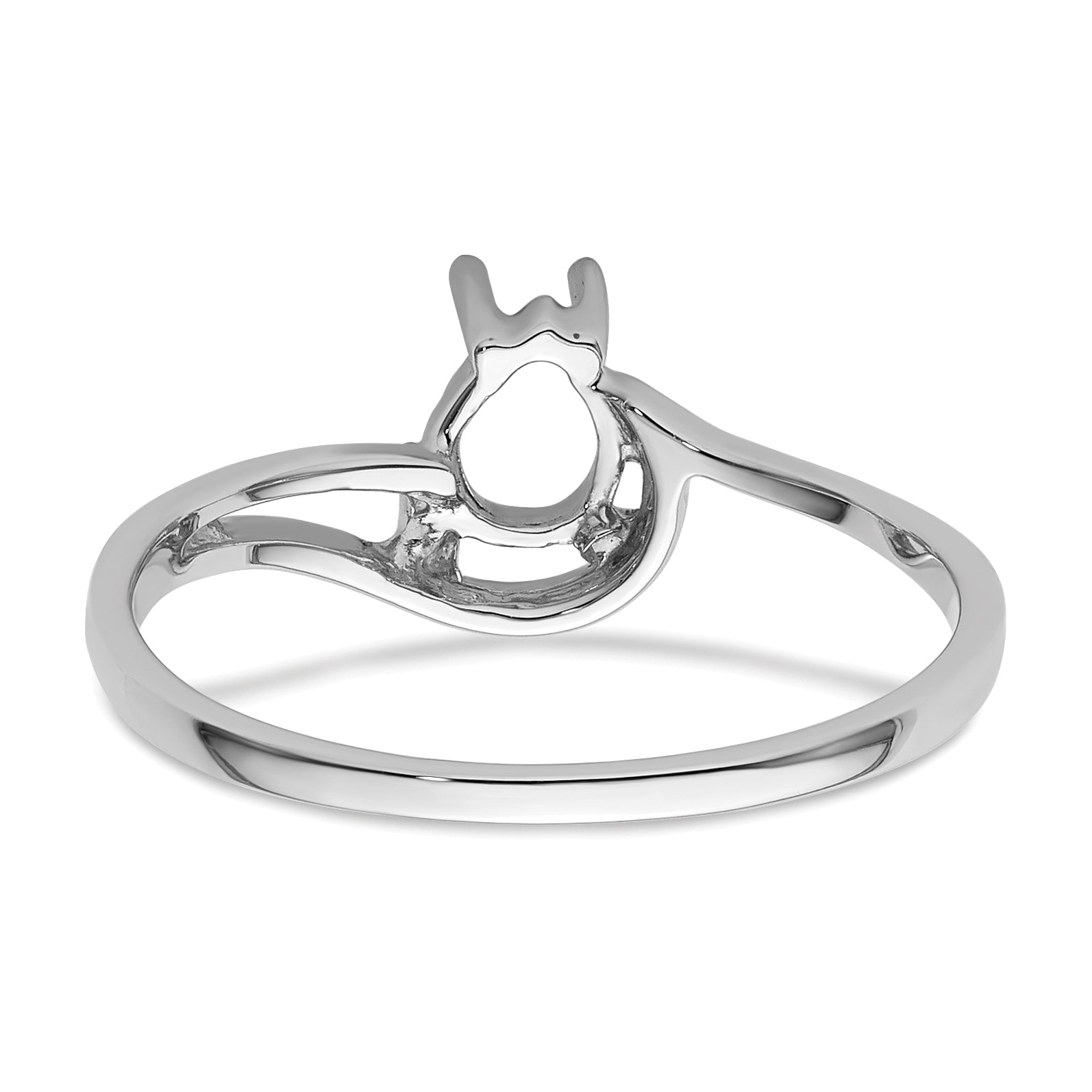 14k White Gold 6x4mm Pear Gemstone Ring Mounting (No Stone Included)