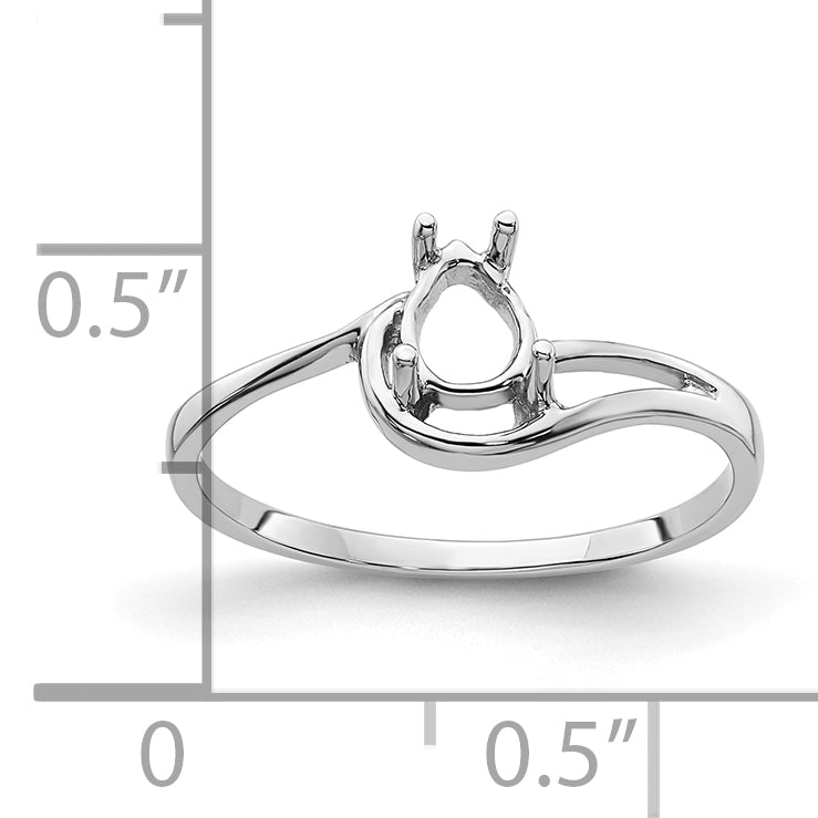14k White Gold 6x4mm Pear Gemstone Ring Mounting (No Stone Included)
