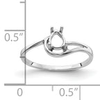 14k White Gold 6x4mm Pear Gemstone Ring Mounting (No Stone Included)