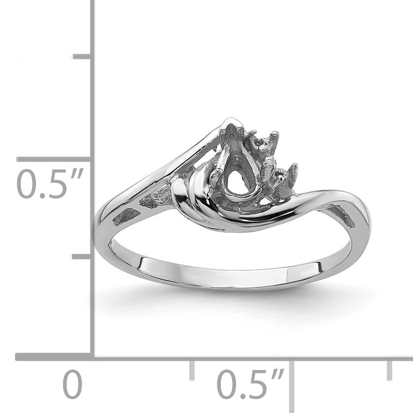 14k White Gold Diamond / 5x3mm Pear Gemstone Ring Mounting (No Stone Included)