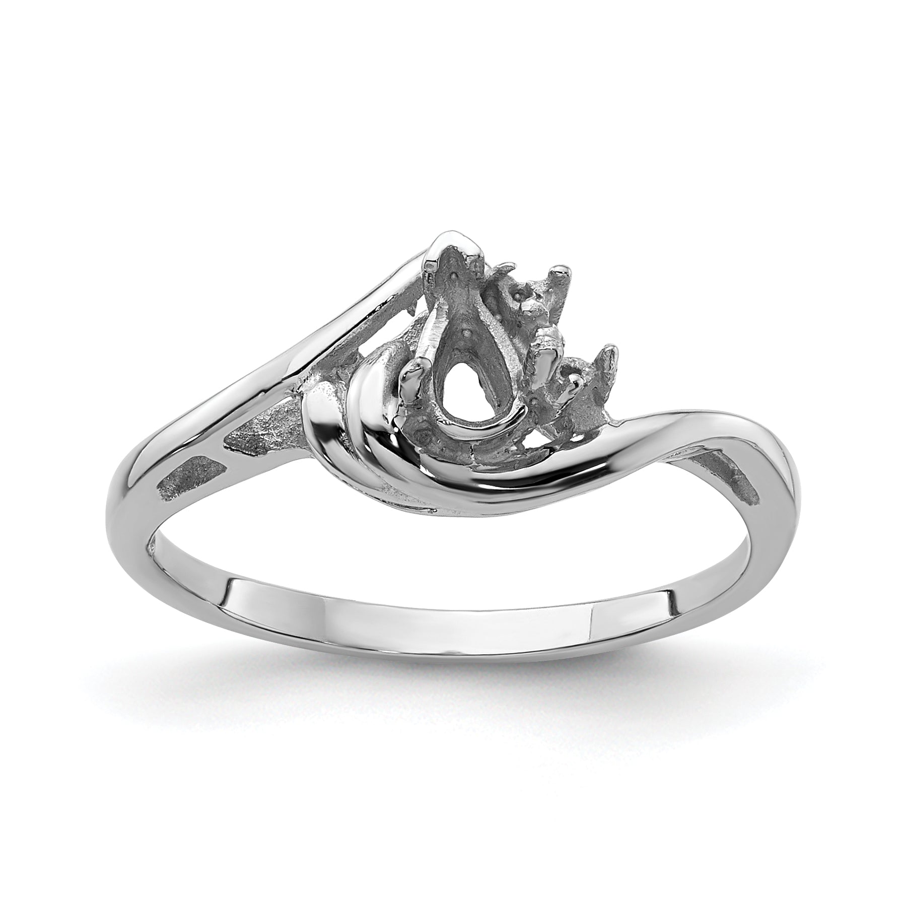 14k White Gold Diamond / 5x3mm Pear Gemstone Ring Mounting Main image