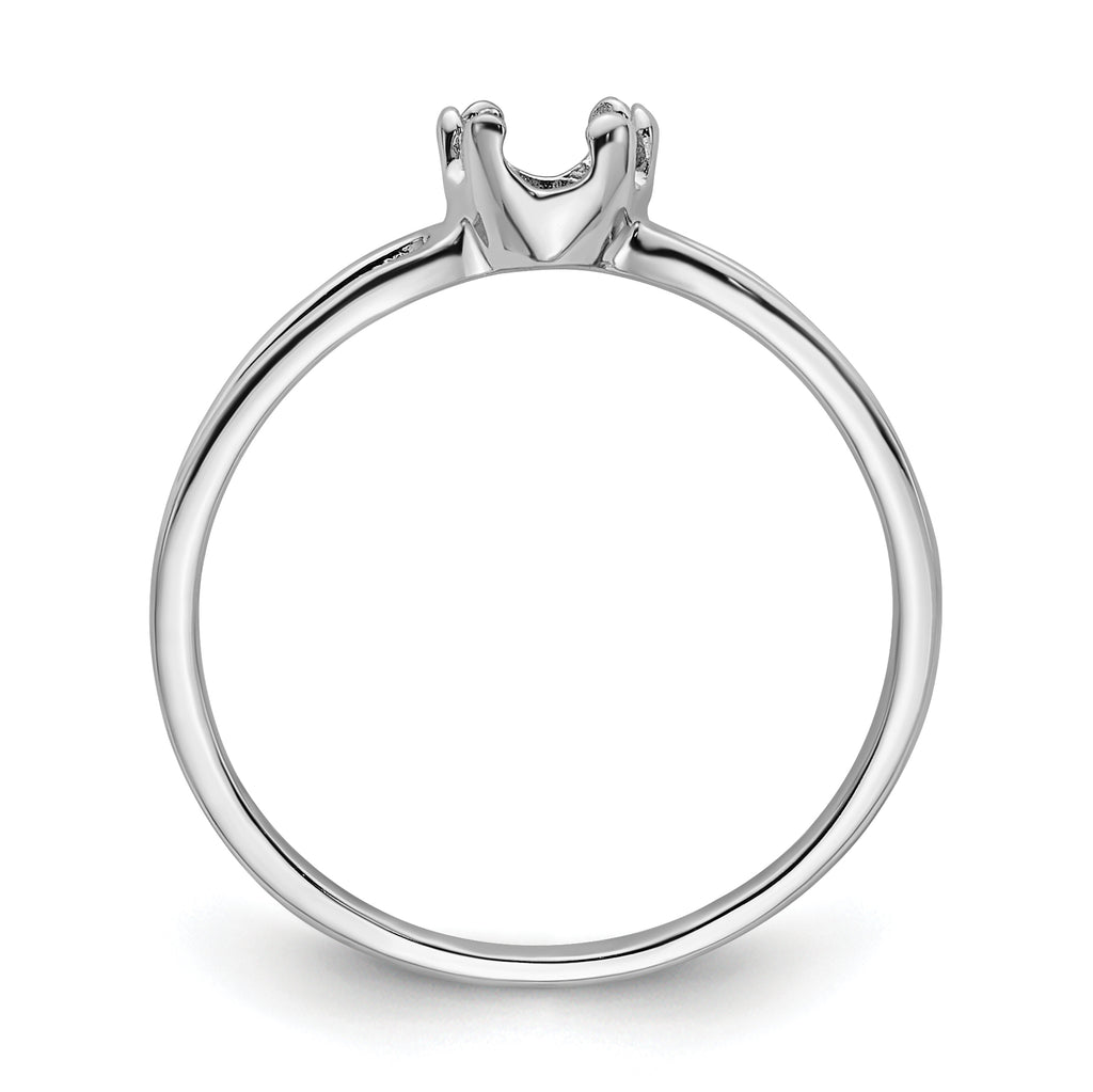 14k White Gold 6x4mm Oval Gemstone Ring Mounting (No Stone Included)