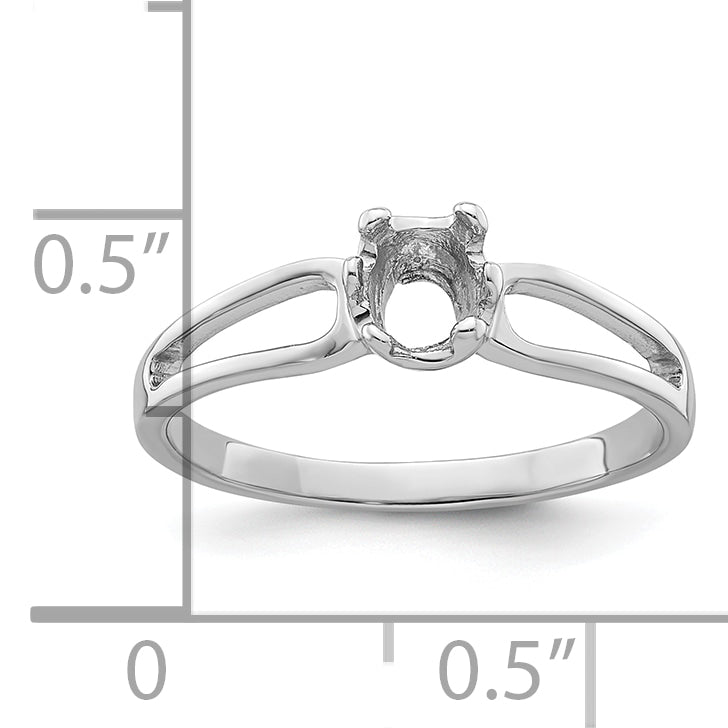 14k White Gold 6x4mm Oval Gemstone Ring Mounting (No Stone Included)
