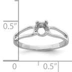 14k White Gold 6x4mm Oval Gemstone Ring Mounting (No Stone Included)