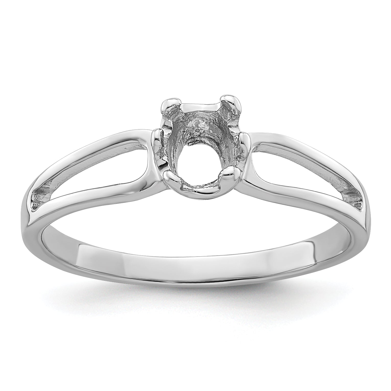 14k White Gold 6x4mm Oval Gemstone Ring Mounting Main image