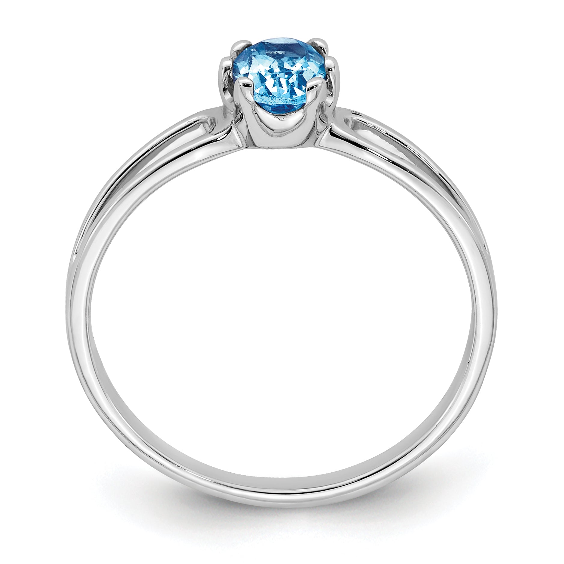 14k White Gold 6x4mm Oval Blue Topaz ring Secondary image