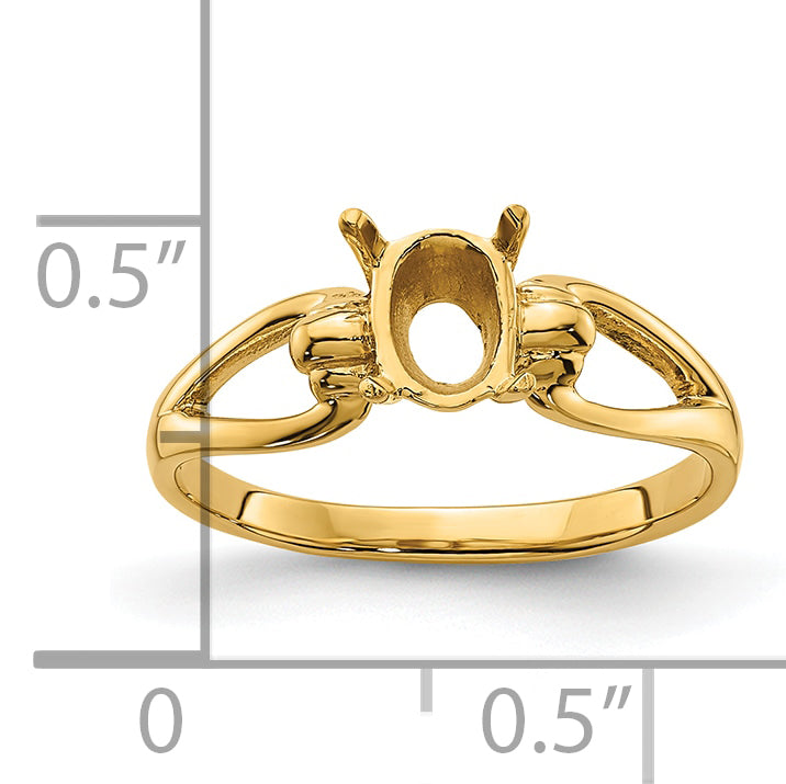 14k 7x5mm Oval Gemstone Ring Mounting (No Stone Included)