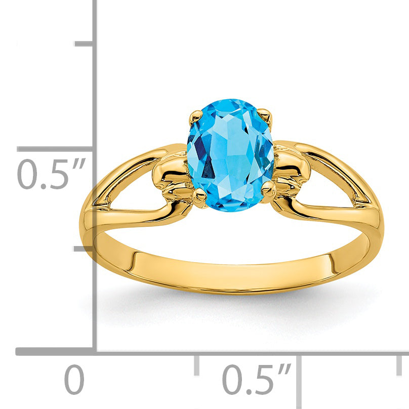14k 7x5mm Oval Blue Topaz ring
