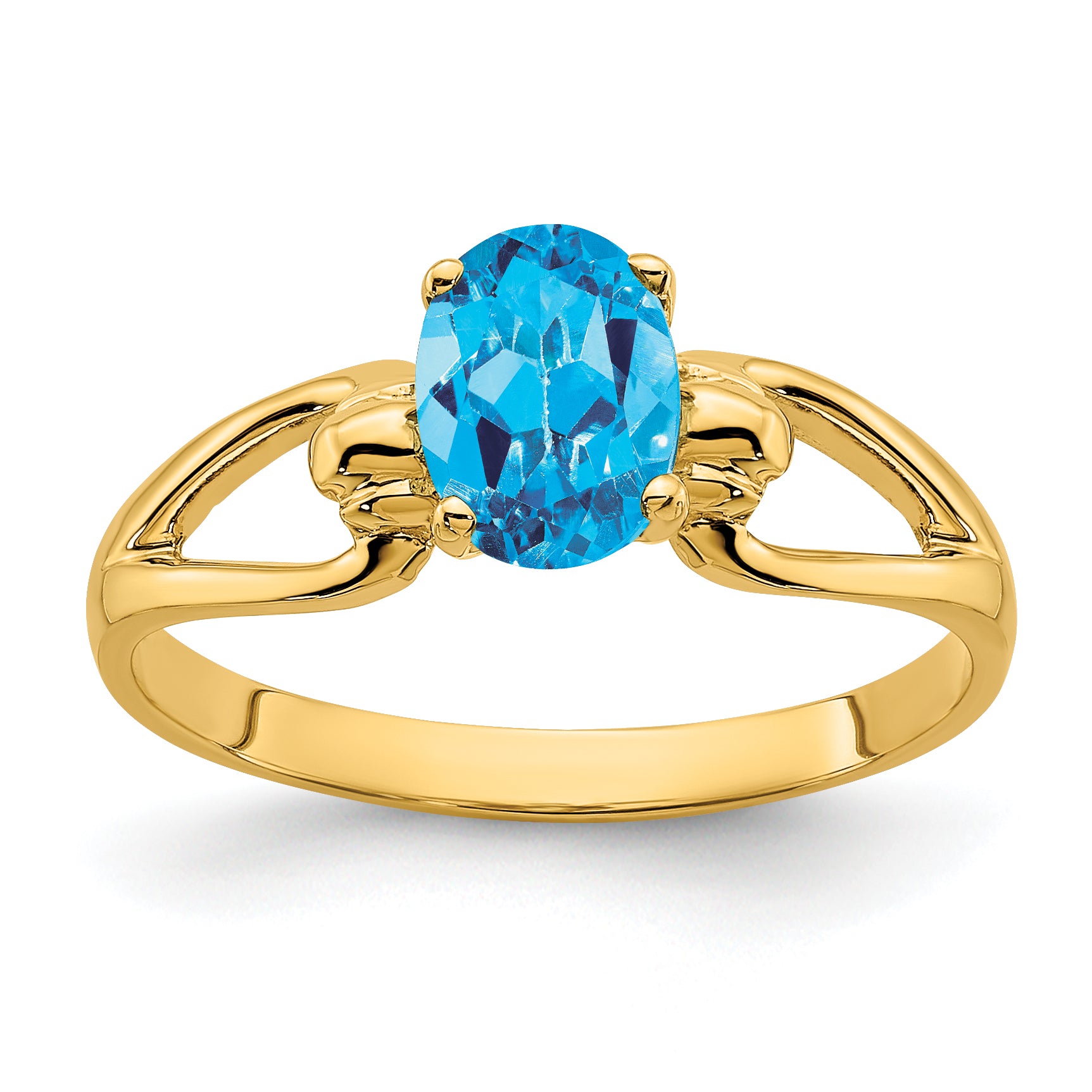 14k 7x5mm Oval Blue Topaz ring Main image